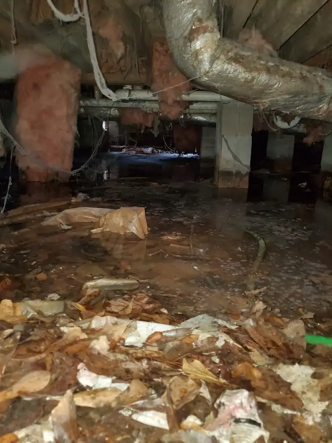 Crawl space flood assessment for Commercial Water Damage Restoration in Guttenberg
